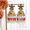 Bohemian Rhinestone Tassel Pearl Earrings - Retro Ethnic Bell-Shaped Design