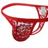 Men Underpants Hollow Out Lace Embroidery Slim Fit Comfortable Breathable T-back See-through Mesh U Convex Thongs Sleeping Clothes