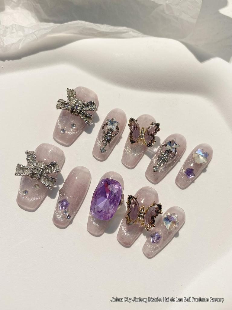 Handmade Cat Eye Butterfly Diamond Removable Nail Patches