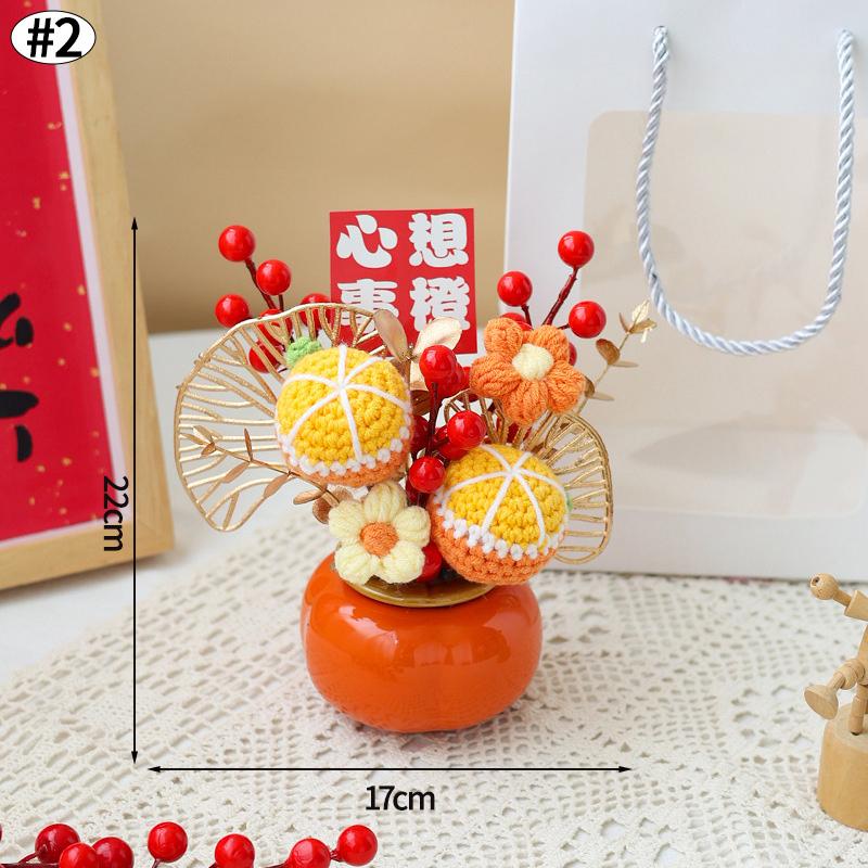 2026 Chinese Wealth Fruit Pot Decoration Chinese New Year Desktop Ornament Spring Festival Gift Decor Blessing Flower Bucket