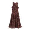 Jnleaog Spring New Arrival Women's Clothing Fashion Style French Fashion Design Print Chiffon Laminated Sleeveless Dress