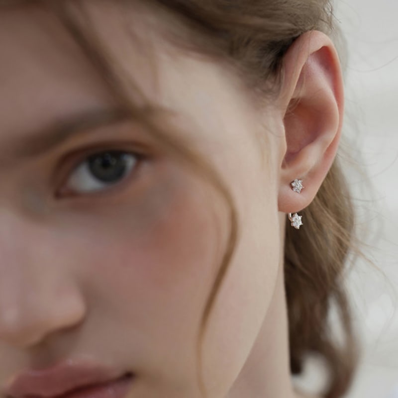 TATIANA (925 Silver) Bloomet Ear Jacket Earrings Set EC3199