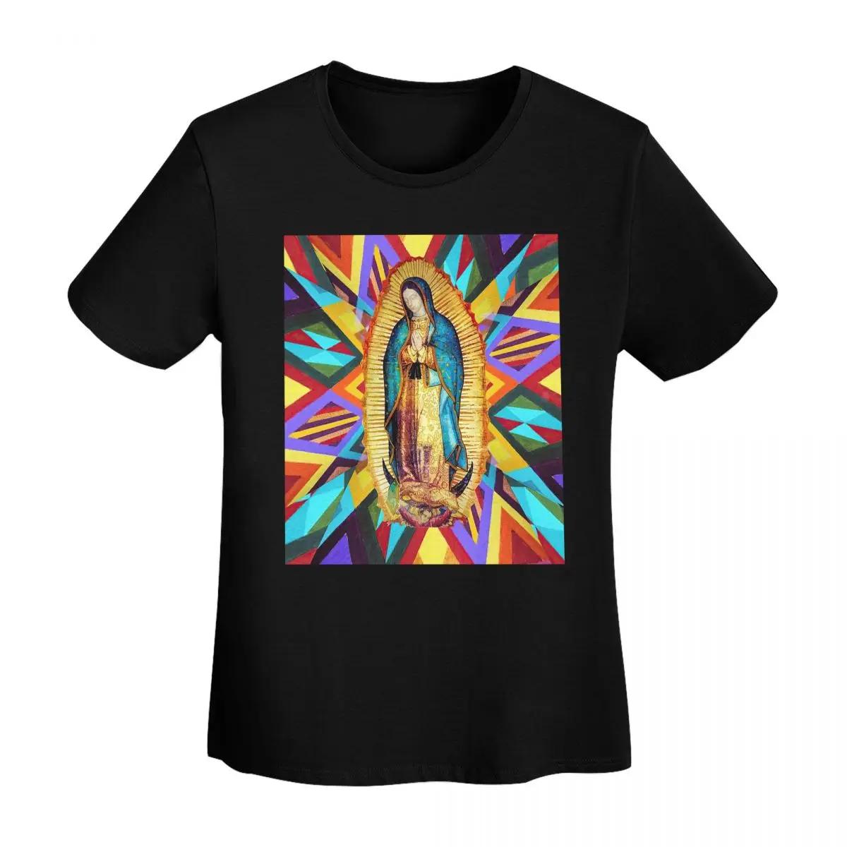 

Our Lady Of Guadalupe Virgin Mary Mexican TShirt Women Short Sleeve T Shirts Crew Neck Clothes Cotton Summer Tees Streetwear 4XL