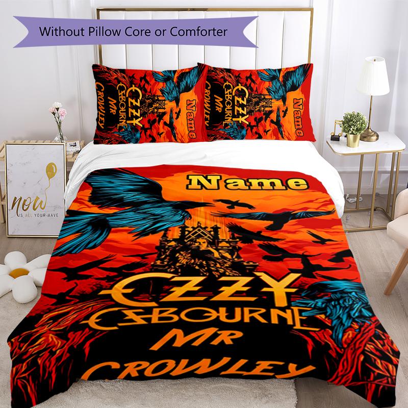 3pcs Custom Name Rock Ozzy Osbourne Bedding Set Duvet Cover Closure Includes 1 Duvet Cover & 2 Pillowcases for All Seasons Bedroom Decor