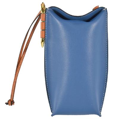 Sanmoto Smartphone Shoulder Pouch Genuine Leather Crossbody Lightweight Pochette Bag 2WAY Stylish Gold Parts Card Holder Co., Ltd. (Navy Blue)