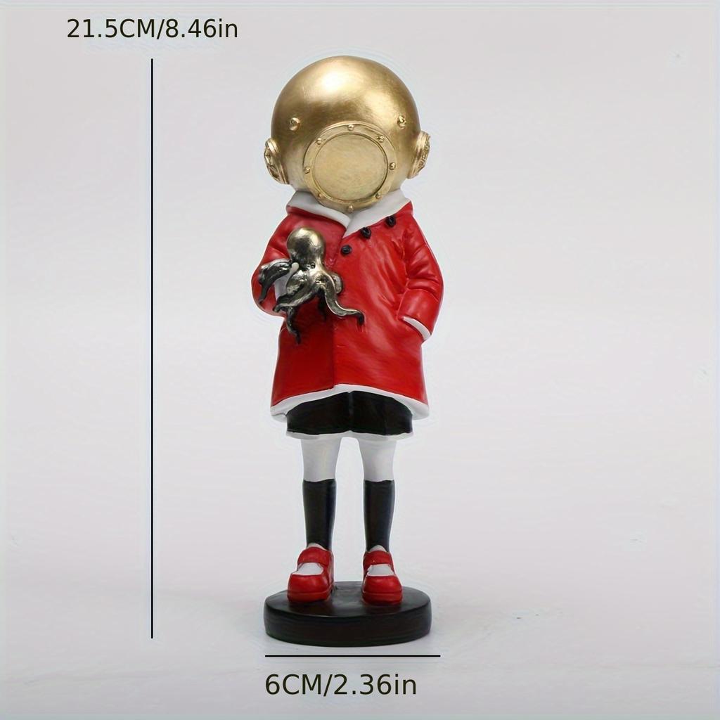 1pcs Creative Bronze Banksy DeepSea Decoration, Doodle Master Diver Loneliness & Communication Sculpture Decoration, Home Livin