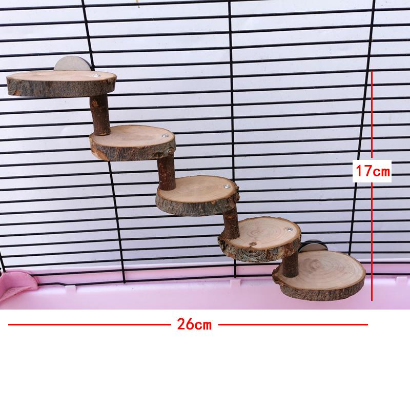 Hamster Wooden Climbing Ladder Teething Steps Golden Silk Bear Apple Wood Chew Toys Honey Possum Tree Rat Habitat Decorations