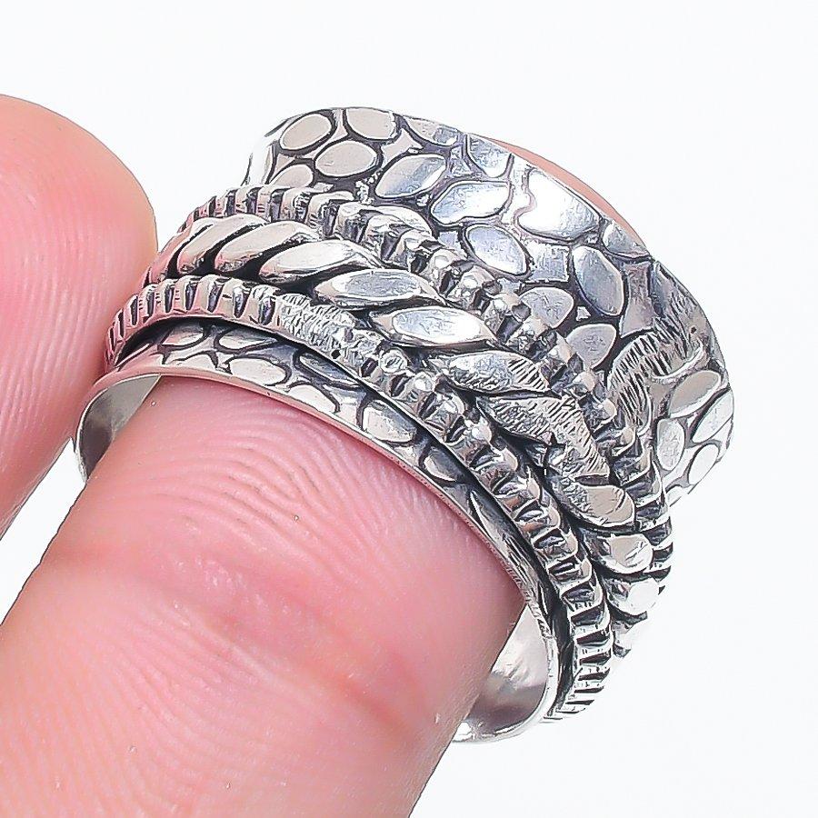 

Natural Meditation Spinner 925 Sterling Silver Jewelry Ring Size 9.5 w1c75