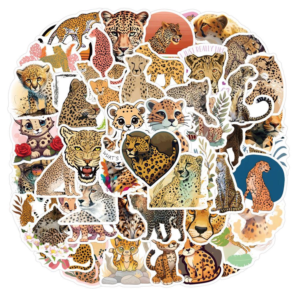 60 Cartoon Leopard Waterproof Stickers for Decoration and Stationery