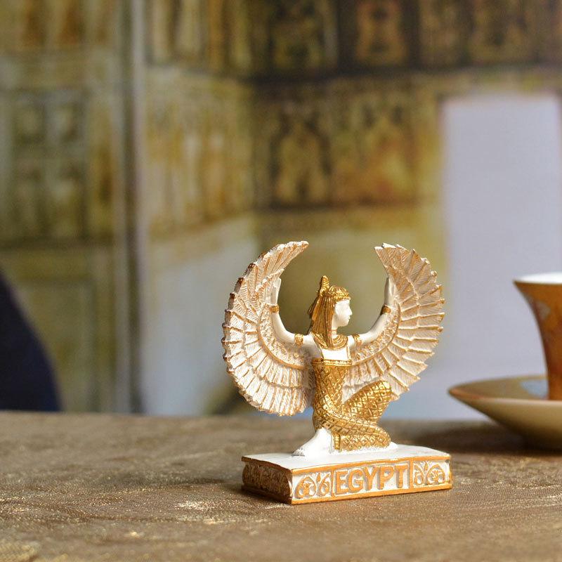 Egyptian Winged Earth Goddess Resin Figurine for Home, Club, Museum, or Hotel Décor