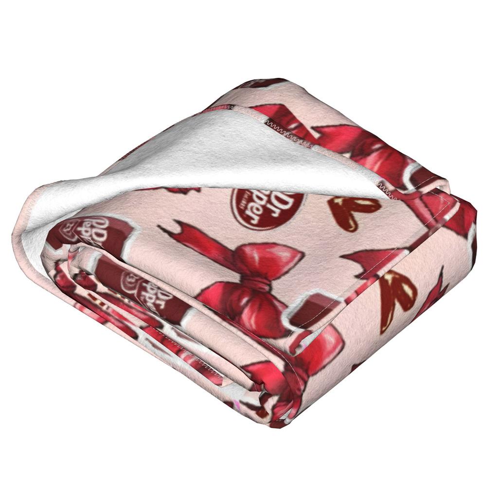 Dr Pepper Ribbon Blanket Flannel Summer Air Conditioning Drink Portable Warm Throw Blankets for Home Couch Plush Thin Quilt
