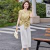 Mom's Elegant 2026 Floral Two-Piece: Summer Wide-Leg Pants & Top Set for Middle-Aged and Elderly Women
