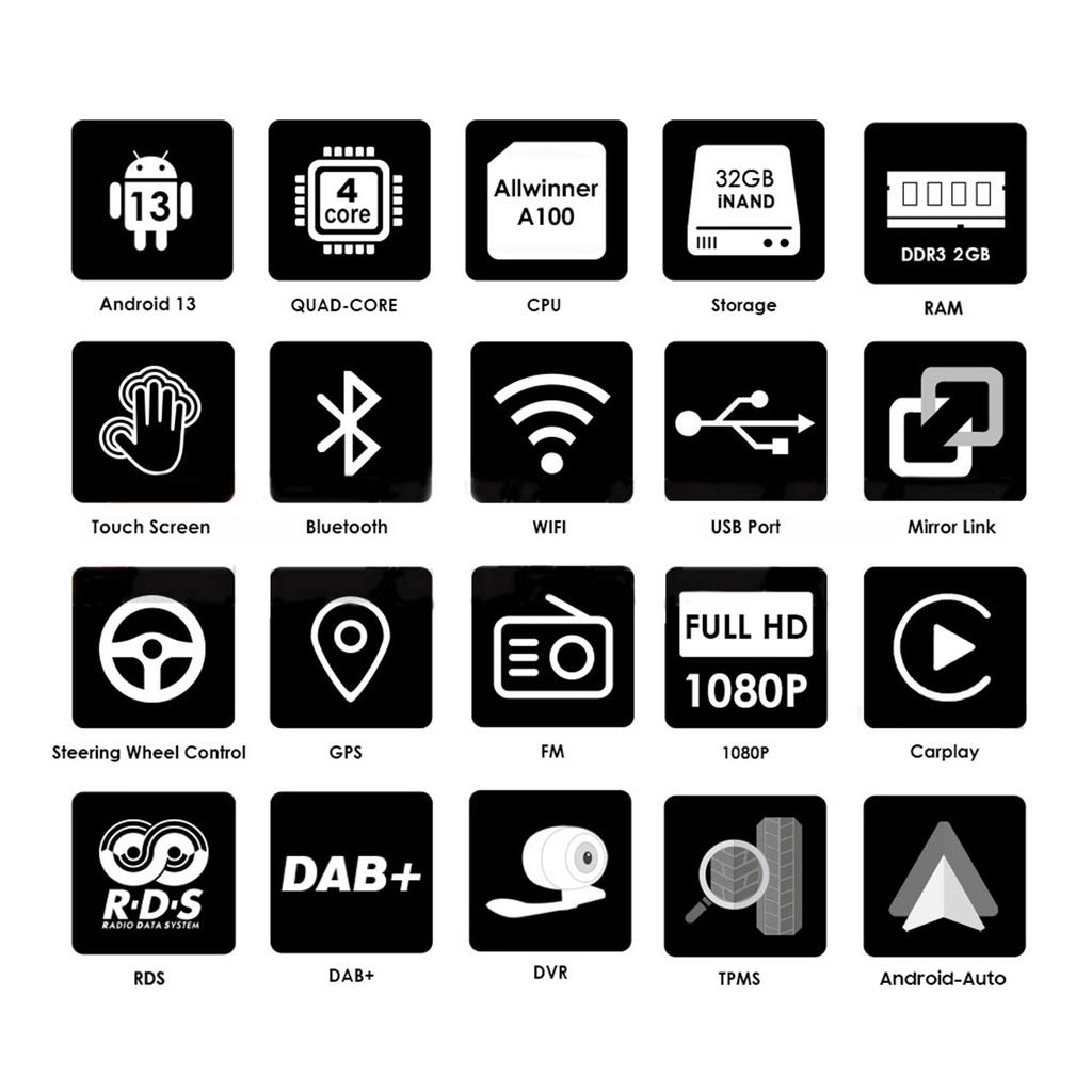 Car Radio Ossuret  1Din 10 Inch Touch Screen 360°  Rotatable Android 13 GPS