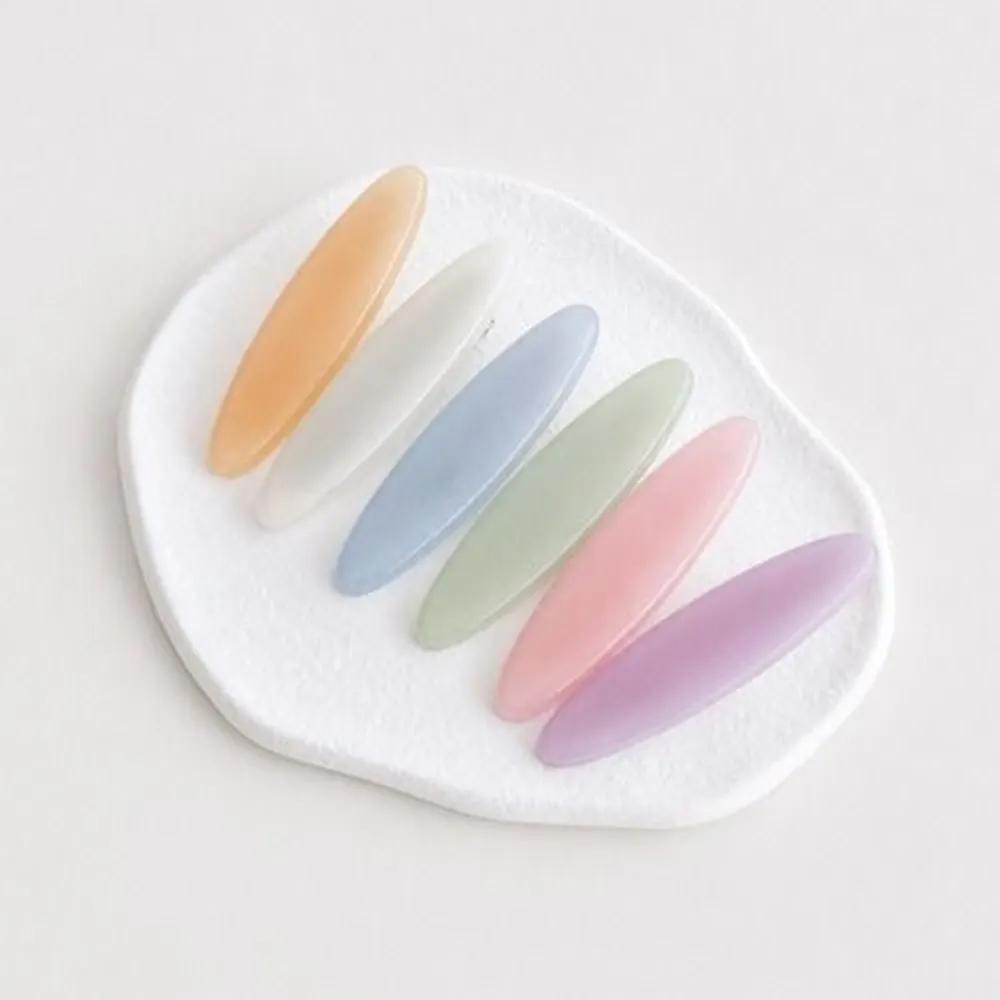 1 set of 6 pastel oval hair clips