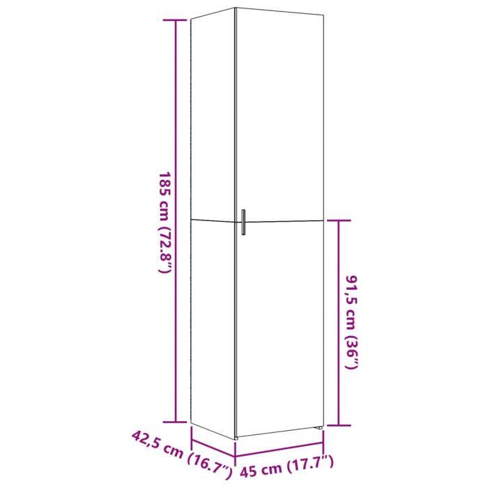 VidaXL Highboard Sonoma Oak 45x42.5x185 Cm Engineered Wood, Sideboard, Storage Cabinet, Side Panel, Cabinet, 3281408