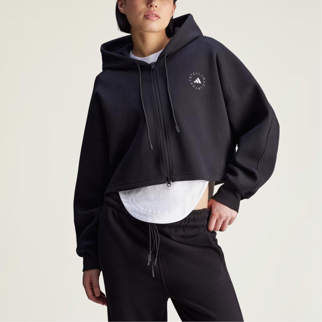 adidas Sportswear Cropped Hoodie Black Women Streetwear JD8107