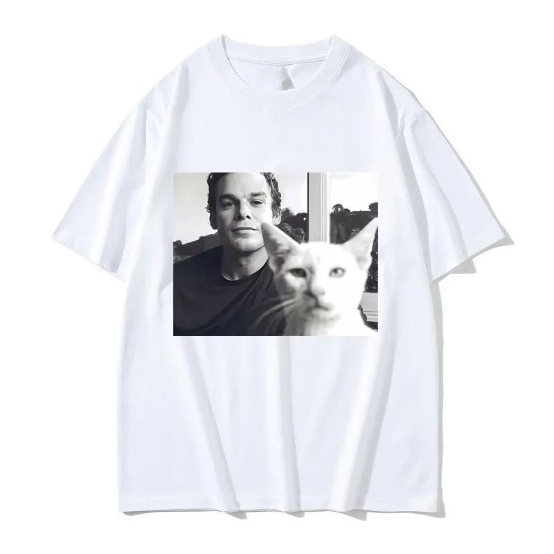 Unisex Women Casual Humor T Shirts Hot Sale TV Play Dexter Morgan Funny Cat Meme Tshirt Male Vintage Cotton Short Sleeve Tshirts