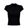 2025 Women's Slimming Korean Style Solid Color Half High Neck Short Sleeve T-shirt for Early Autumn