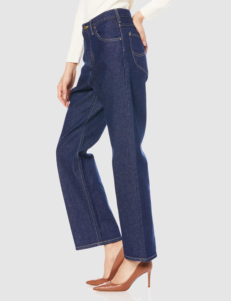 Lee Jeans Regular Straight Denim Volný Střih Velikost L [Oficiální] Kalhoty, Střih, Dámské, Námořnická modř,