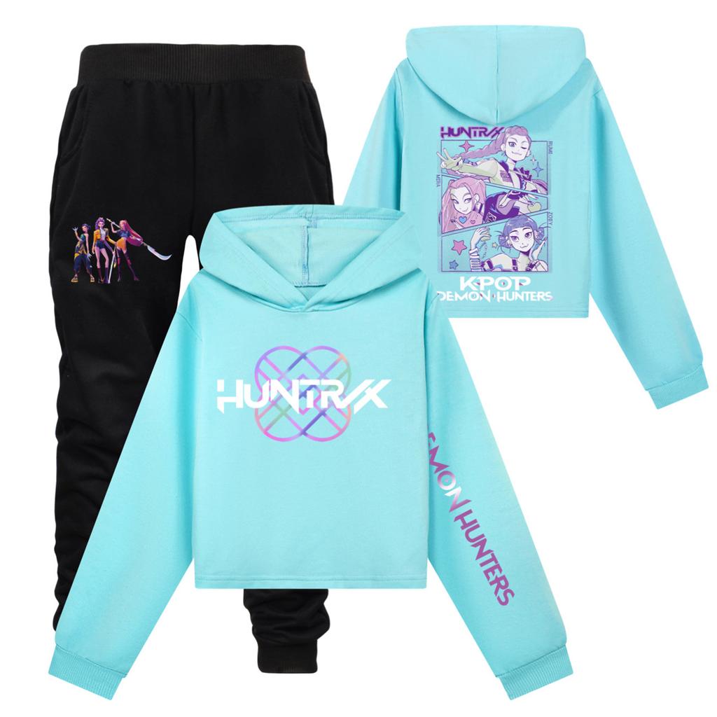 Children's Hooded Top And Pants Two-piece Tracksuit Set Long-sleeved Printed Clothing Set