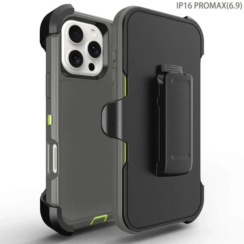 3IN1 Defender Militär-Panzerhülle für IPhone 17 Pro Max Air 16E 15 14 Plus 13 12 11 Ott Box Stoßfest Sturzsichere Abdeckung Gürtelclip