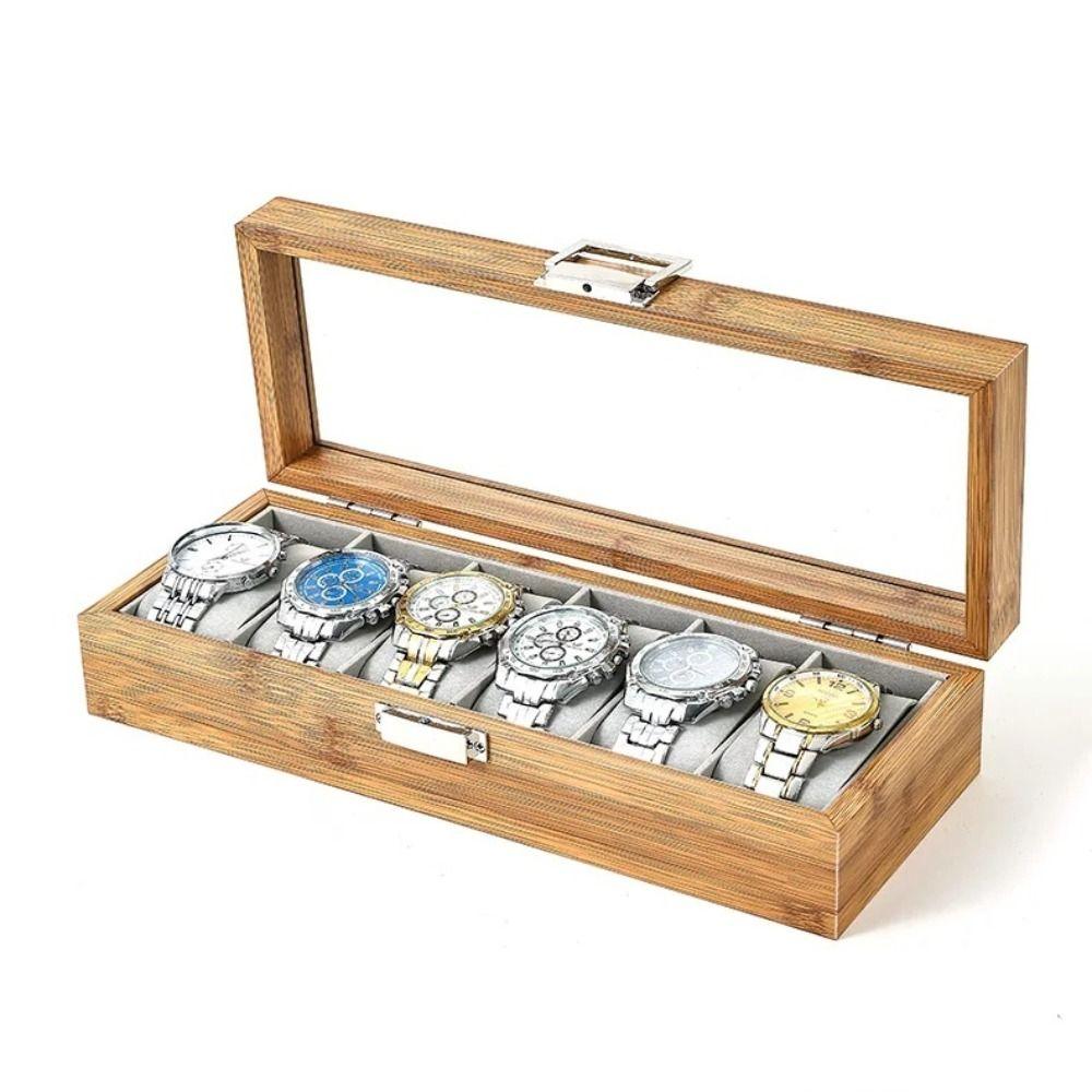 Transparent Lid Watch Storage Case 3/6grids Wooden Watch Box Watch Storage Box  Jewelry Display Box