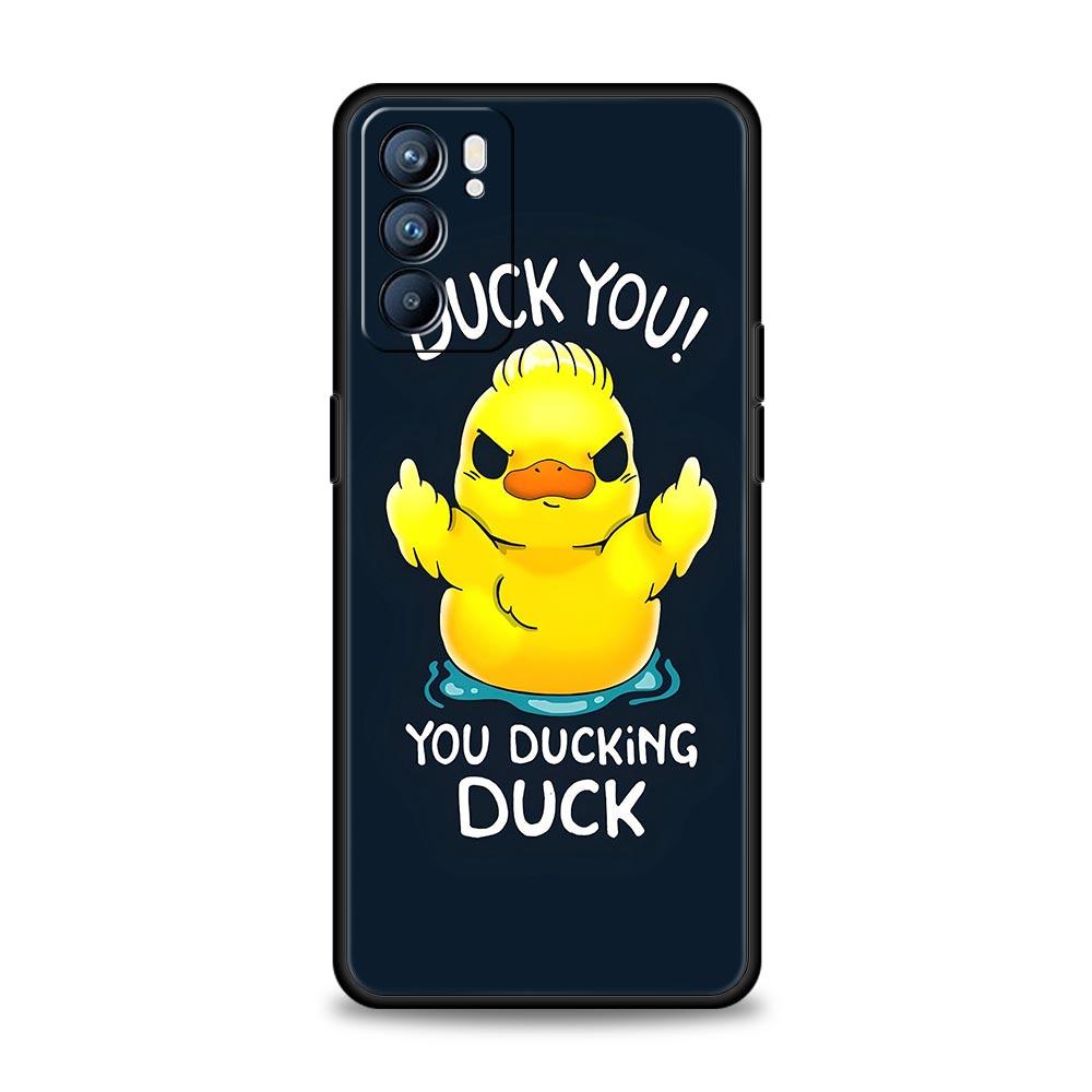 Cartoon Duck Phone Case For Oppo Reno 13 12 11 10 7 F Find X5 X6 A98 A80 A79 A78 A57 A54 A31 A17 Pro 5G Soft TPU Cover Funda Bag