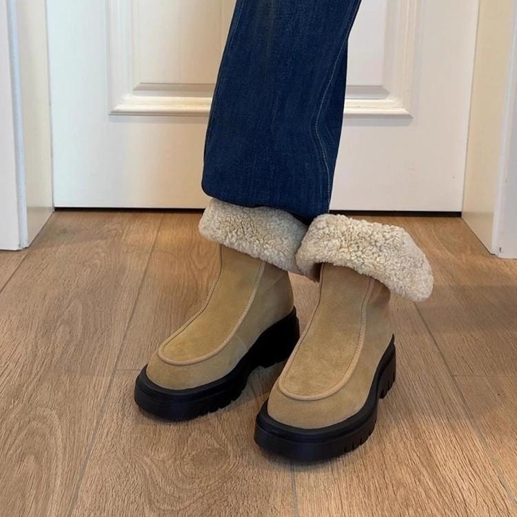 Women's Lightweight Thick Sole Winter Warm Fur One Snow Boots Plush Lamb's Wool Lined Non-slip Casual Sports Cotton Boots Cotton Shoes Sneakers