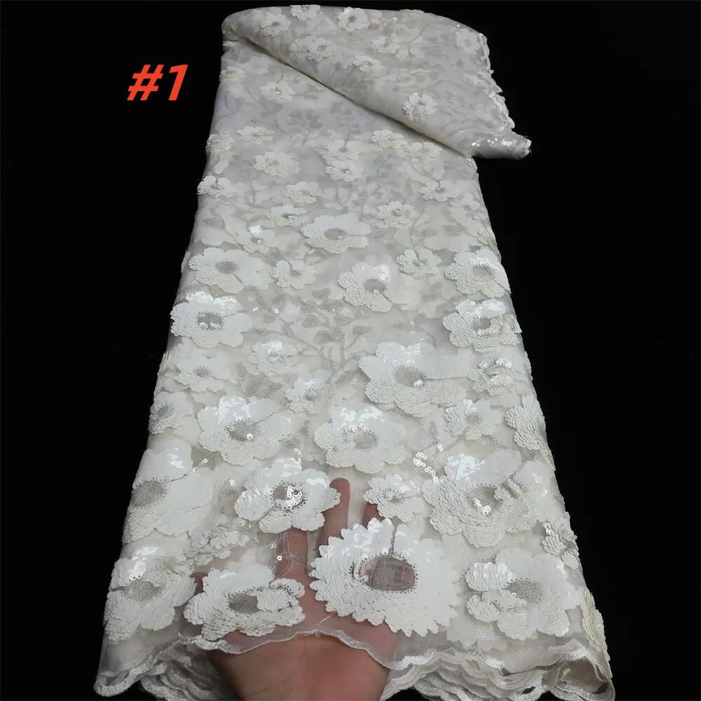 Luxury African Sequins Lace Fabric 2025 High Quality Embroidery French Nigerian Tulle Lace Fabric For Wedding Party Dress Sewing