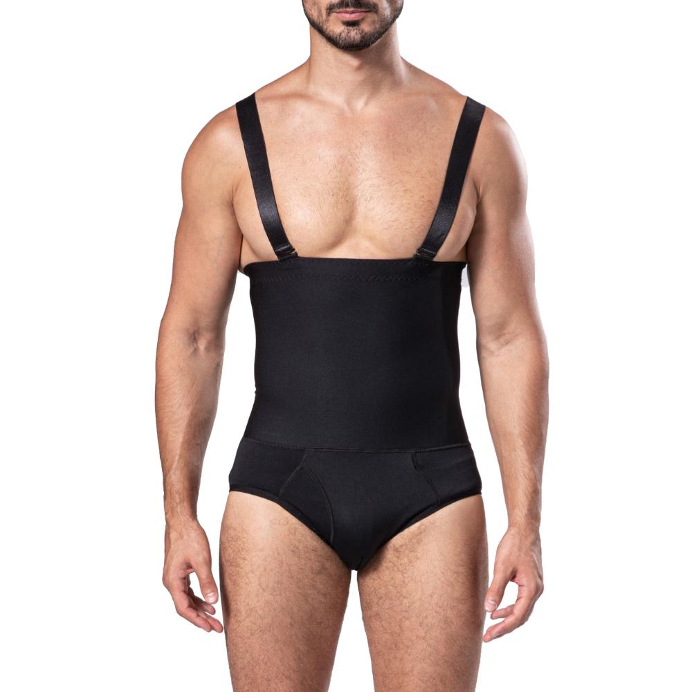 SYPNK03 High Waist Mens Shapewear Compression Tummy Control Briefs With Anti Rolling Suspenders