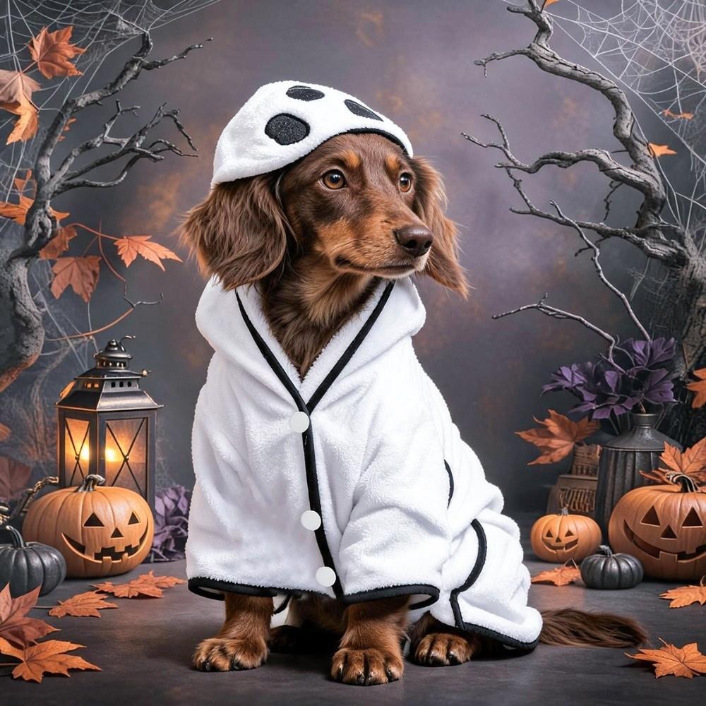 Plush Halloween Dog Towel Water-absorbent Pet Hoodie Bathrobe Dog Bath Towels After Swim