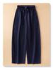 White Cotton Linen High Waist Wide-Leg Pants for Women - Summer 2025 Fashion Casual Nine-Point Length