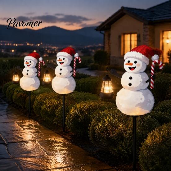 Outdoor Holiday Stake Lights 1/2Pcs Holding Lantern Santa Light, Christmas Snowman Solar Lamp with Claus Stake, Decorative Light for Garden Yard Lawn