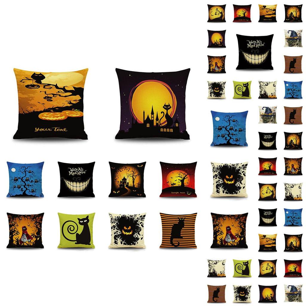 Stylish Invisible Zipper Halloween Cushion Cover For Sofa And Bed