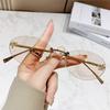 New Letter F Frameless Sunglasses With Rhinestone Elliptical Frame Uv400 For Fashion Outings