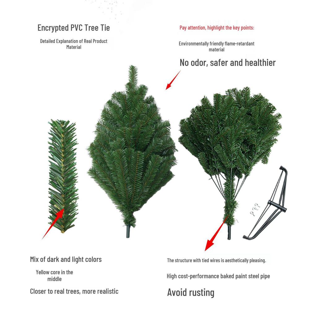 PVC Dense Christmas Tree - 1.5/1.8/2.1 Meters, Ideal for Hotel & Home Decor
