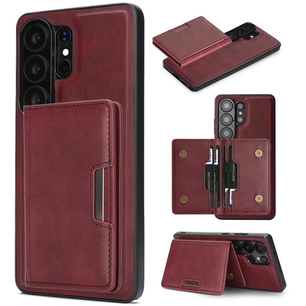 Magnetic 2 In 1 Removable Leather Wallet Case For Samsung S26 Ultra S25 Plus S24 S23 For Magsafe Phone Cover Card Solt Bag Cover