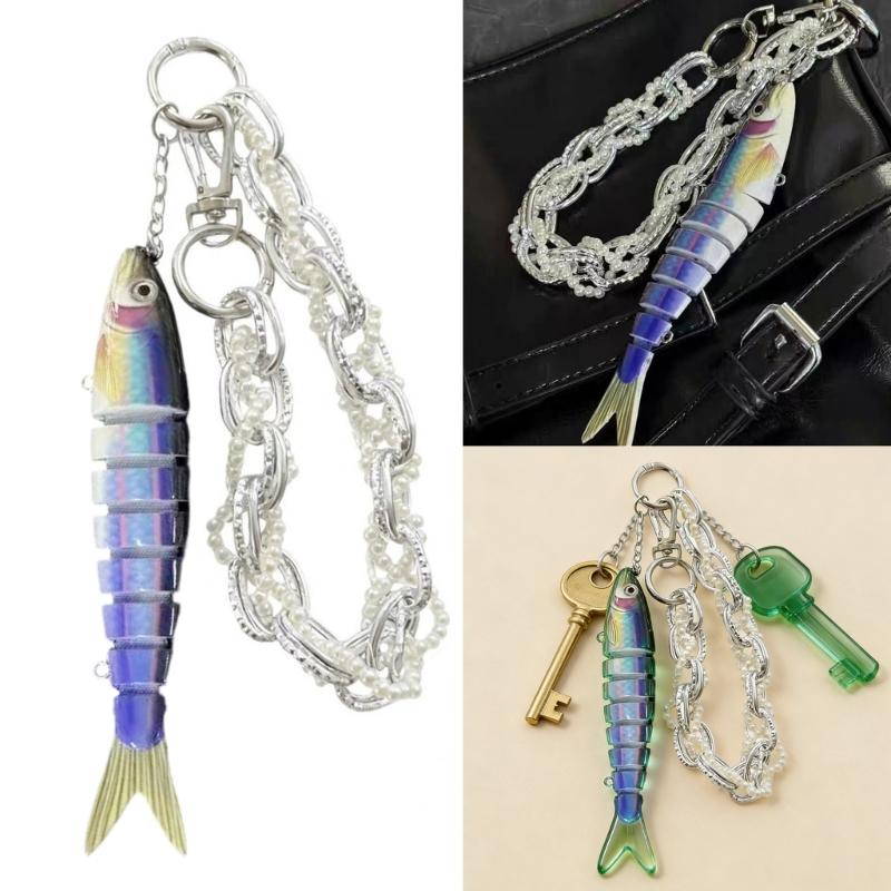 Versatile Fishing Culture Charm Keychain with Lifelike Bionic Fish Design Keyrings Pendant for Practical Decors Use