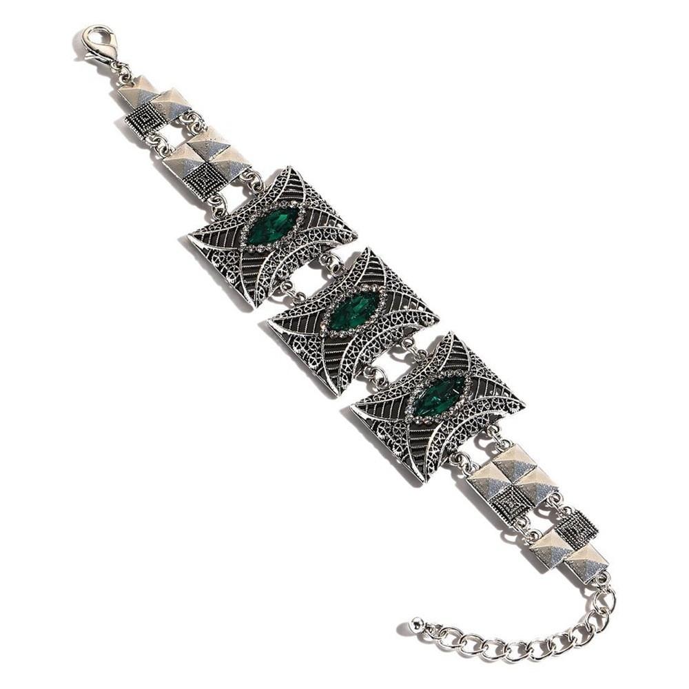 Nepal Ethnic Style Vintage Silver Alloy Crystal Bracelet For Women Gift