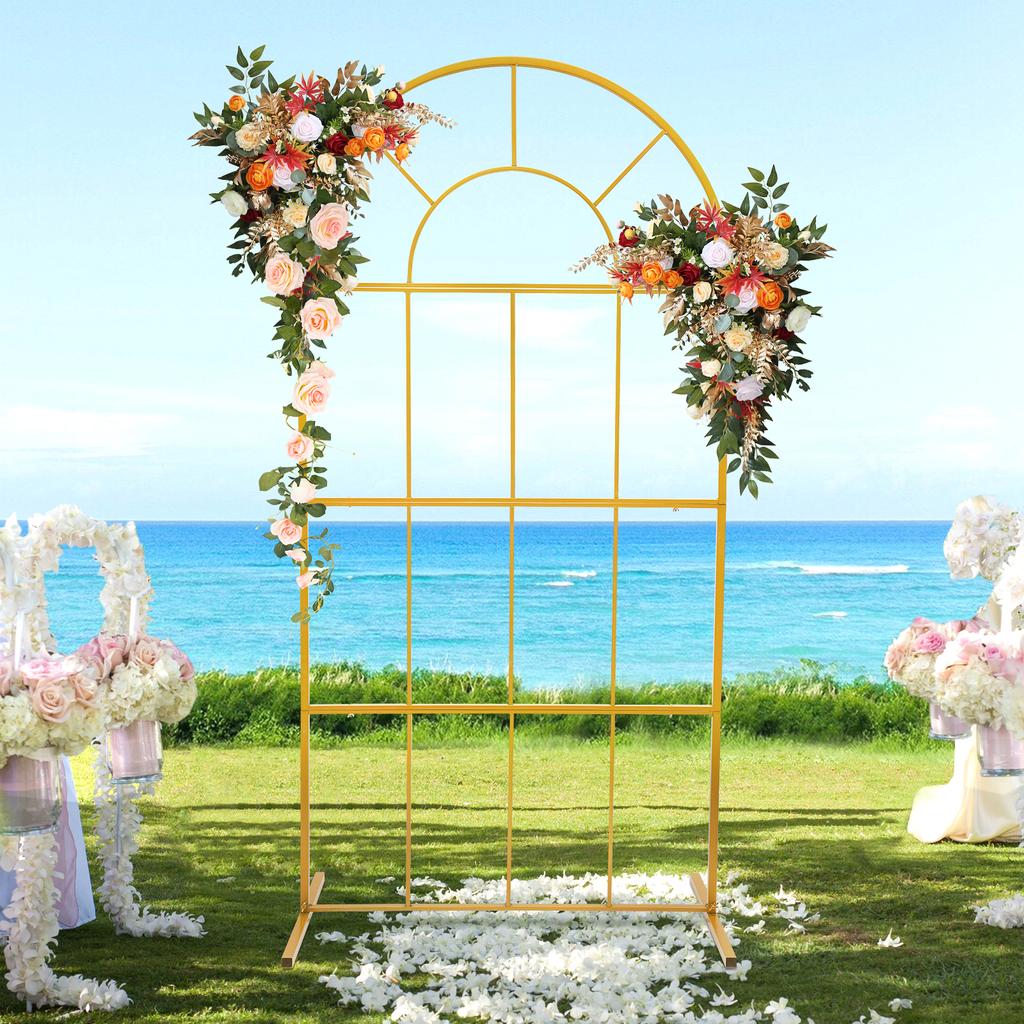 Bymaocar 6.6×3.3ft Metal Arch Stand, Garden Arbor Frame Backdrop Stand,Balloon Flower Stand for Wedding Party Stable and Durable