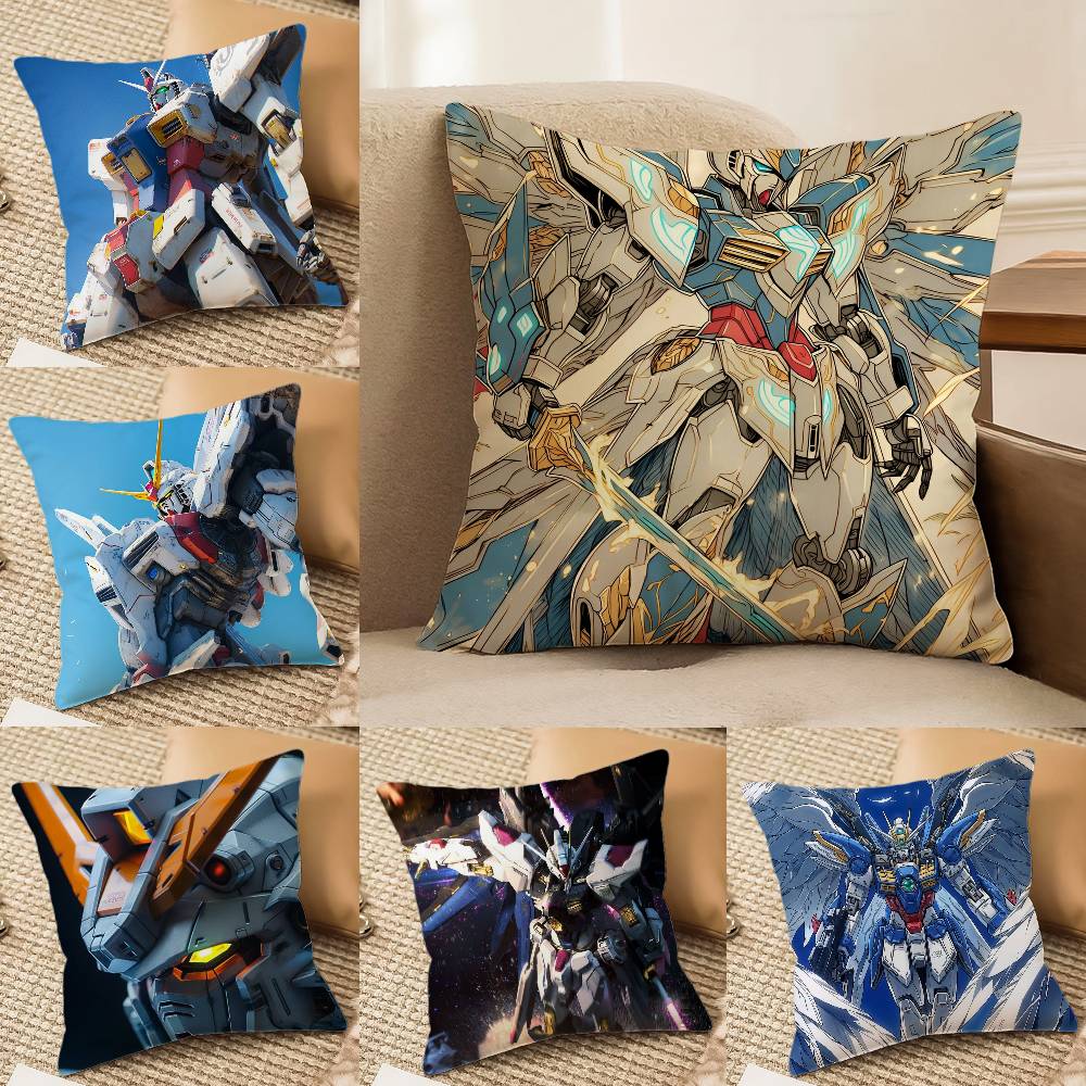 Mobile Suit Gundam Gundam Epyon Anime Plush Pillow Cover Soft Short Plush Cushion Cover For Sofa Bedroom Home Decor Gift