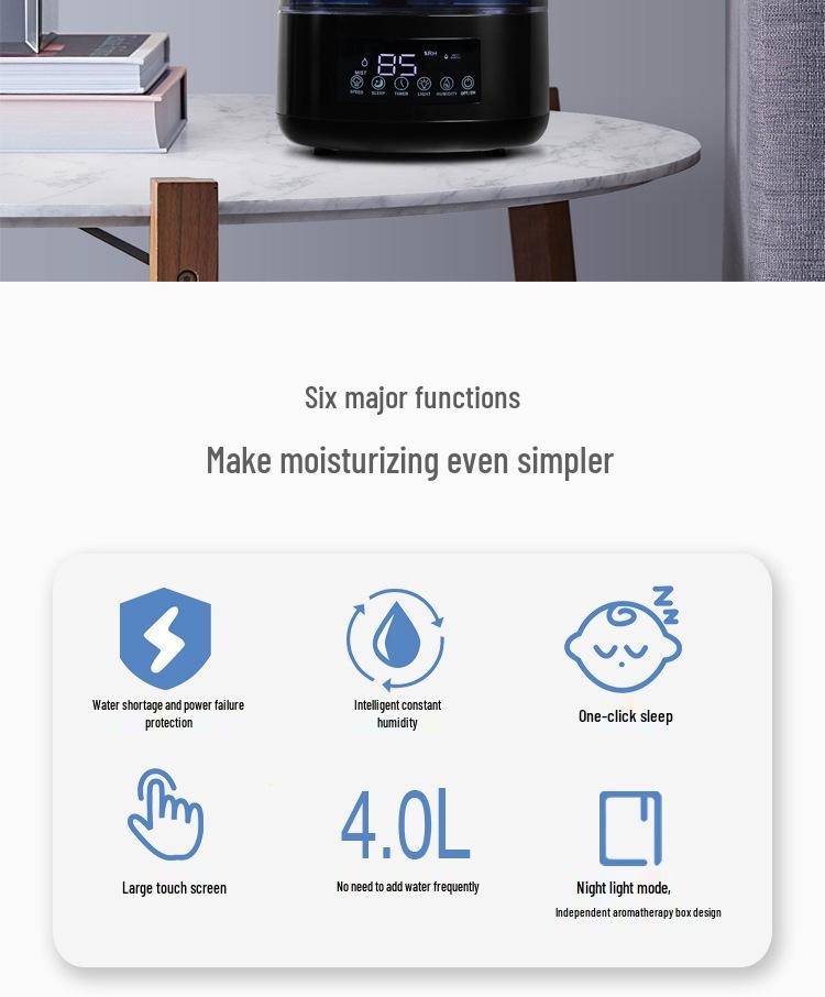 4L Household Humidifier & Air Purifier for Mother and Baby - Desktop Aromatherapy Machine for Bedroom Air Conditioning