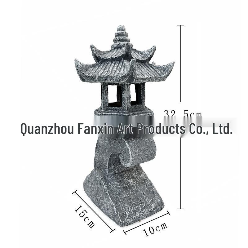 Zen Style Imitation Stone Pagoda Lantern: Chinese Courtyard Garden Art Ornament.