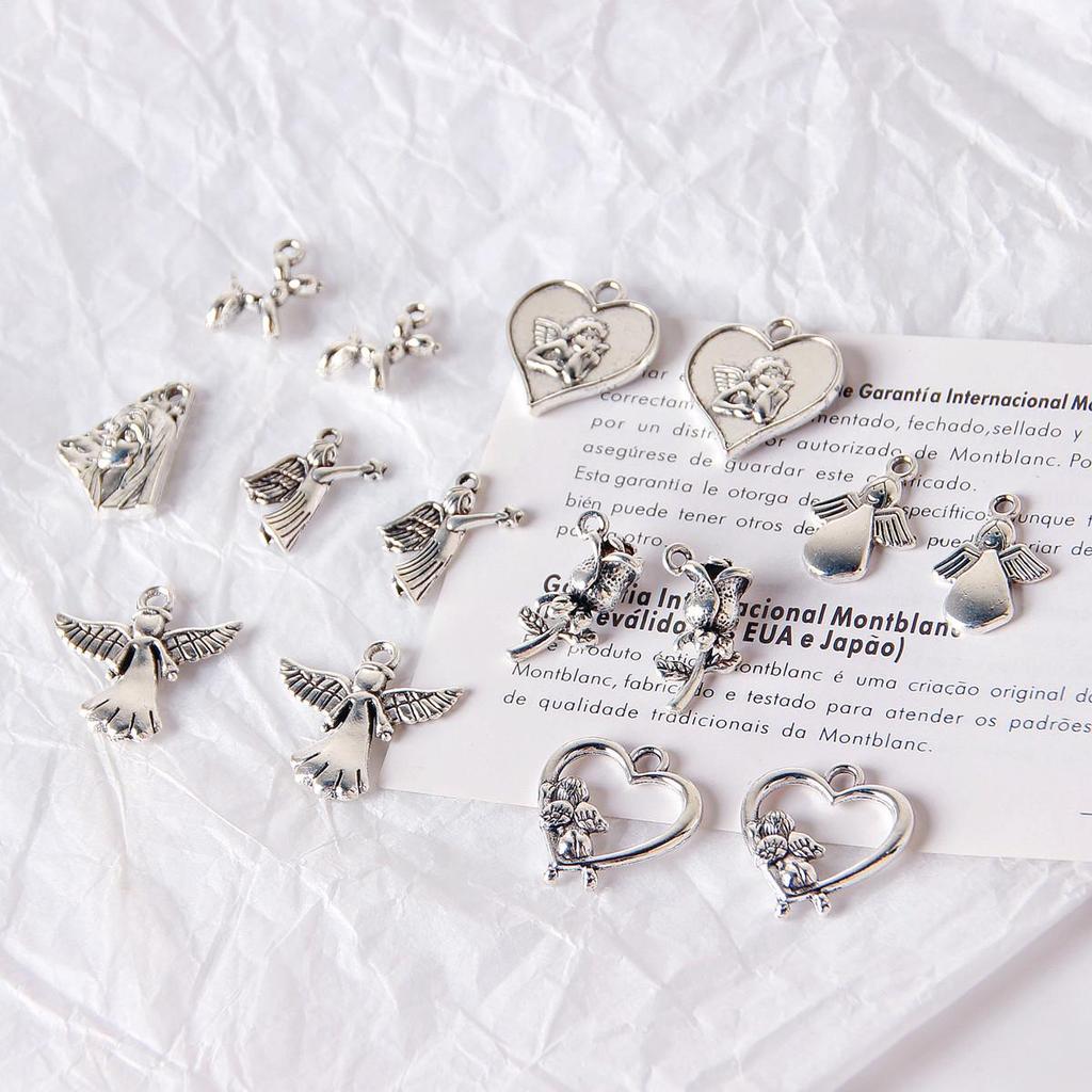 Retro Heart & Flower Pendant Earrings - Handmade Accessories