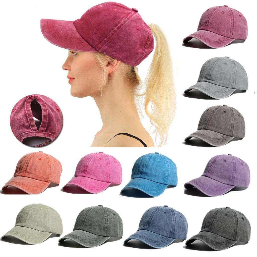 Spring Summer Baseball Cap Washed Retro For Women Ponytail Curved Brim Sun Hat Street Sport Hip Hop Cap Visor Mother's Day Gift