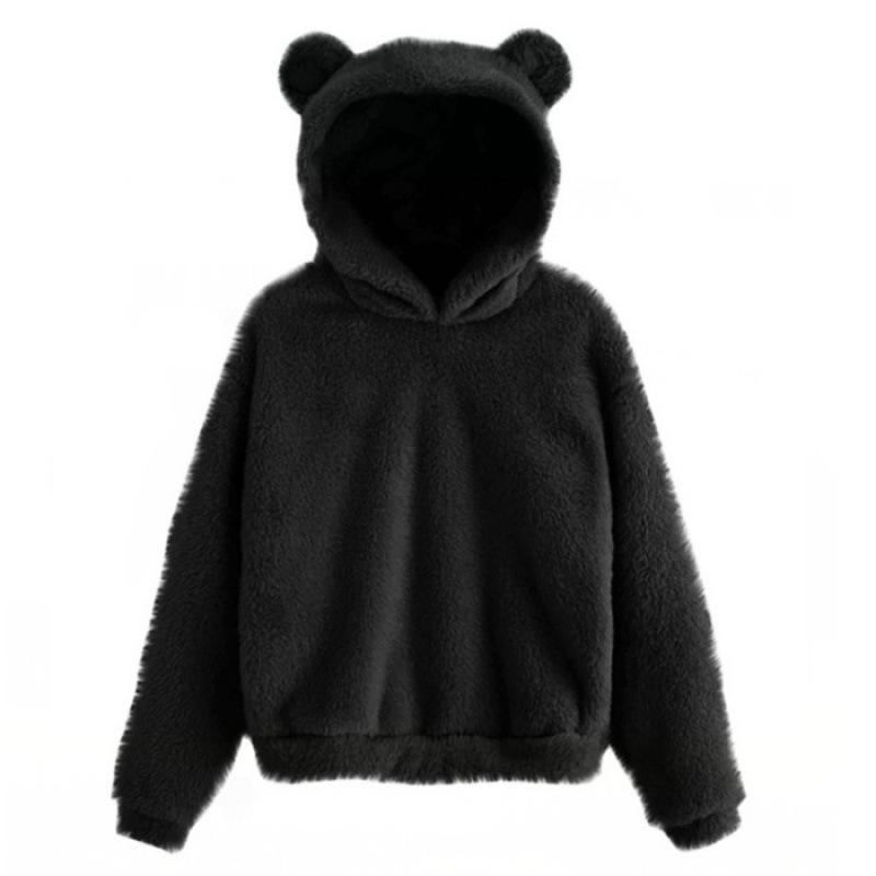 Autumn and winter new fluffy rabbit ears hooded warm sweater sweater