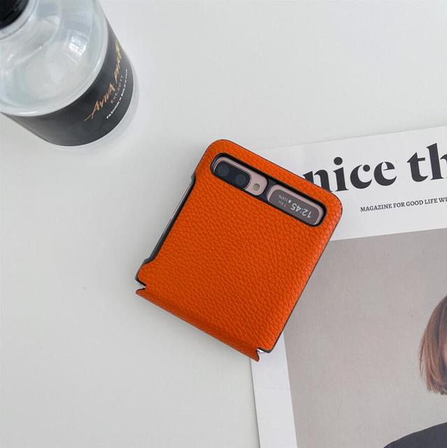 2021 Lychee Pattern Fold Case For Samsung Galaxy Z Flip Cover Anti -Knock Luxury Leather Cases For F7000 2021