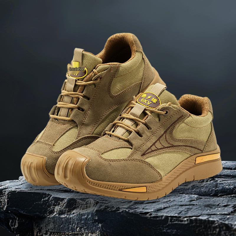 

Men s Summer Breathable Work Shoes - Anti-Smash, Anti-Puncture, Anti-Scald, Insulated, Solid Bottom Safety Shoes Brown;43