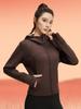 Pfirsichfarbene Samt-Fleece-gefütterte Kapuzen-Sportjacke für Herbst/Winter mit lockeren Taschen