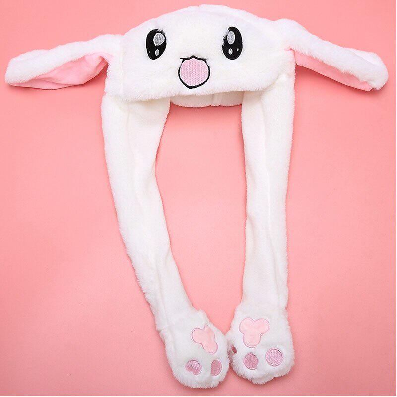 Plush Bunny Rabbit Ears Hat Pinch Airbag Cap Jumping Creative Gift ...